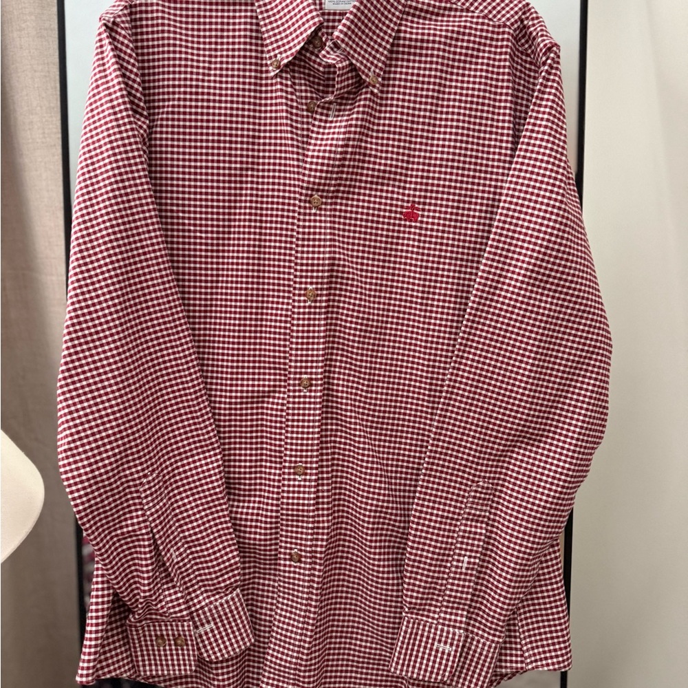 Brooks Brothers Burgundy Checkered Button Down Shirt